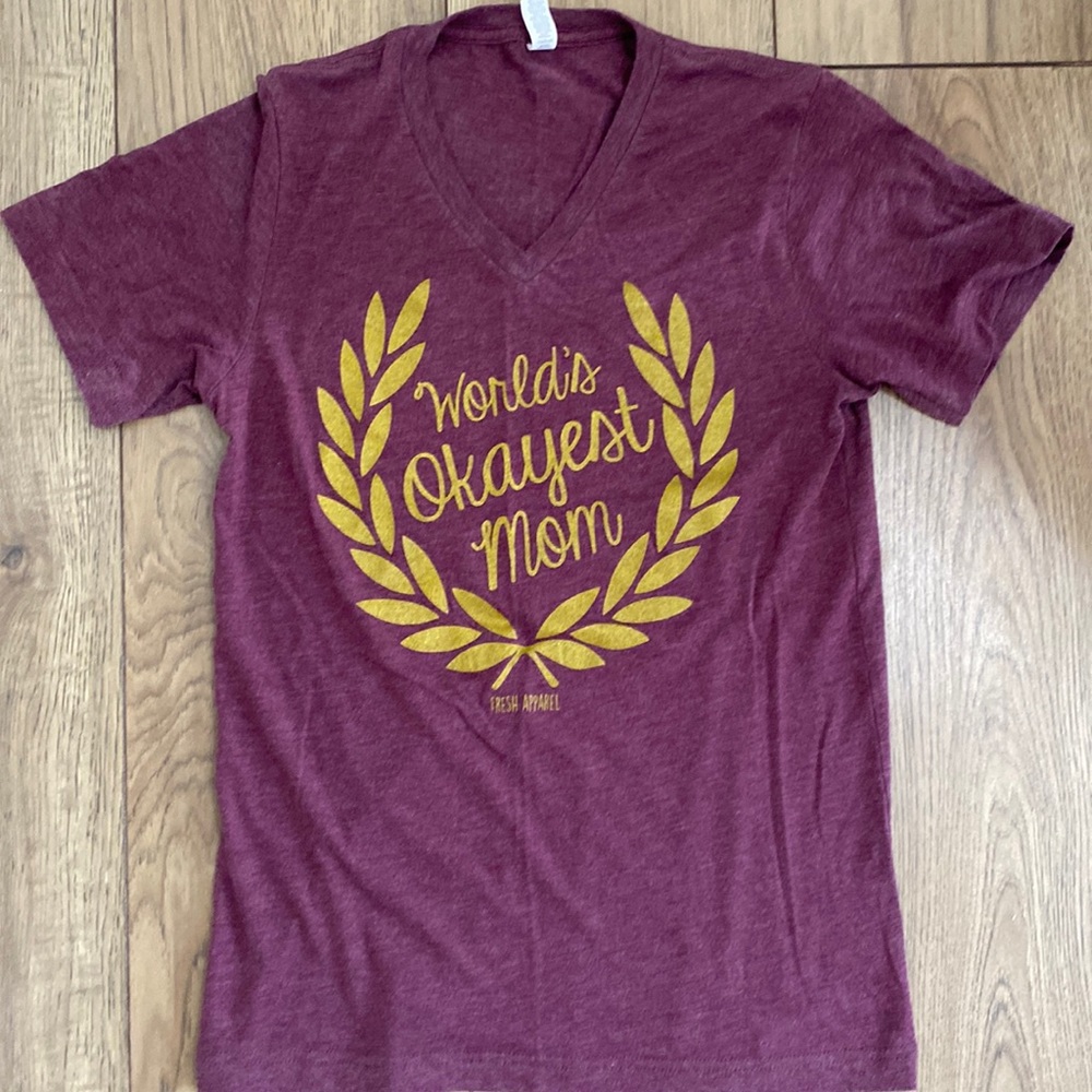 Soft tee small “World’s Okayest Mom”